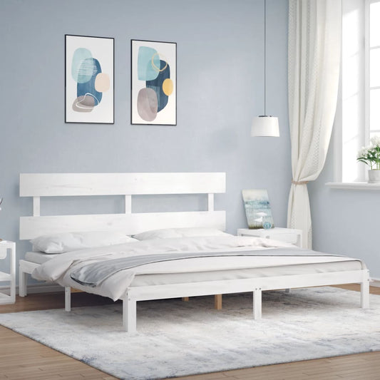 vidaXL Bed Frame without Mattress White Super King Size Solid Wood Pine