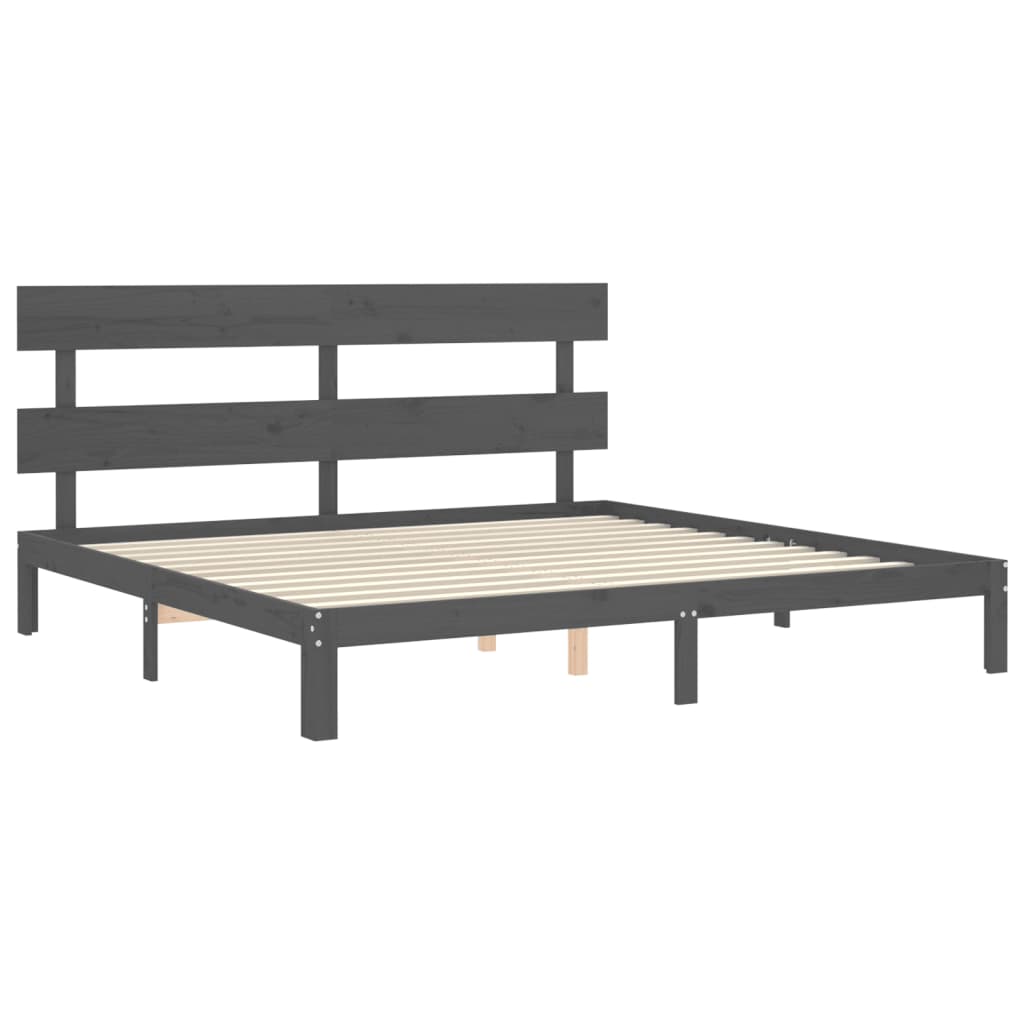 vidaXL Bed Frame without Mattress Grey 200x200 cm Solid Wood Pine