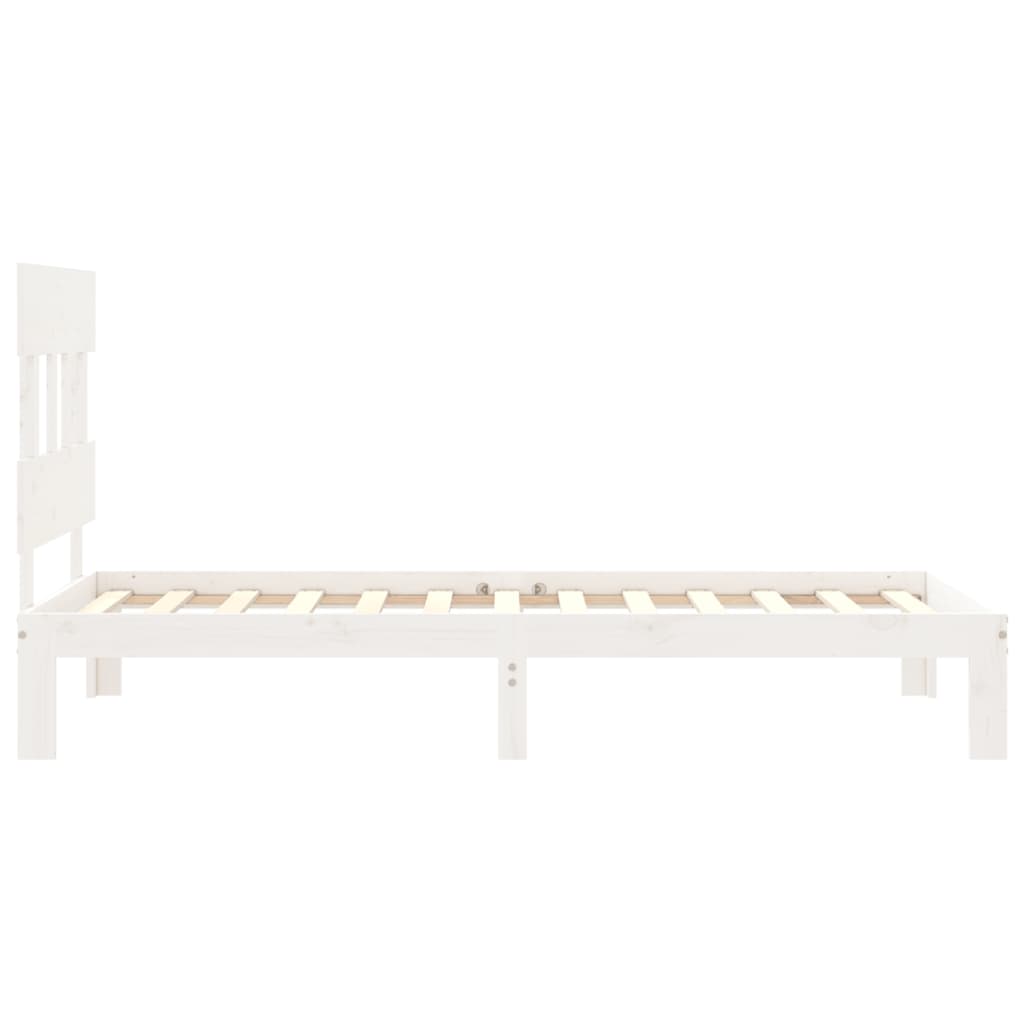 vidaXL Bed Frame without Mattress White Single Solid Wood Pine