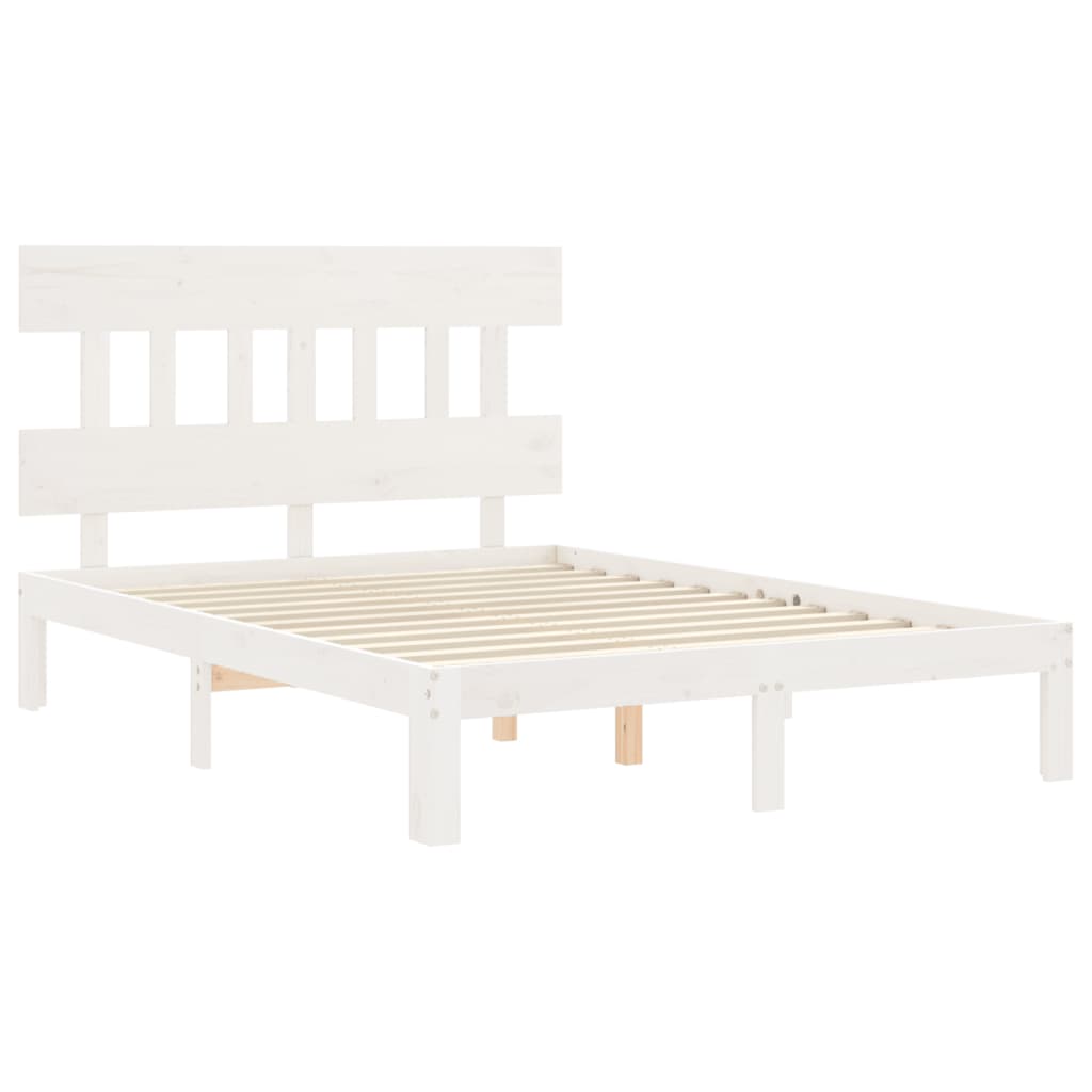 vidaXL Bed Frame without Mattress White Double Solid Wood Pine