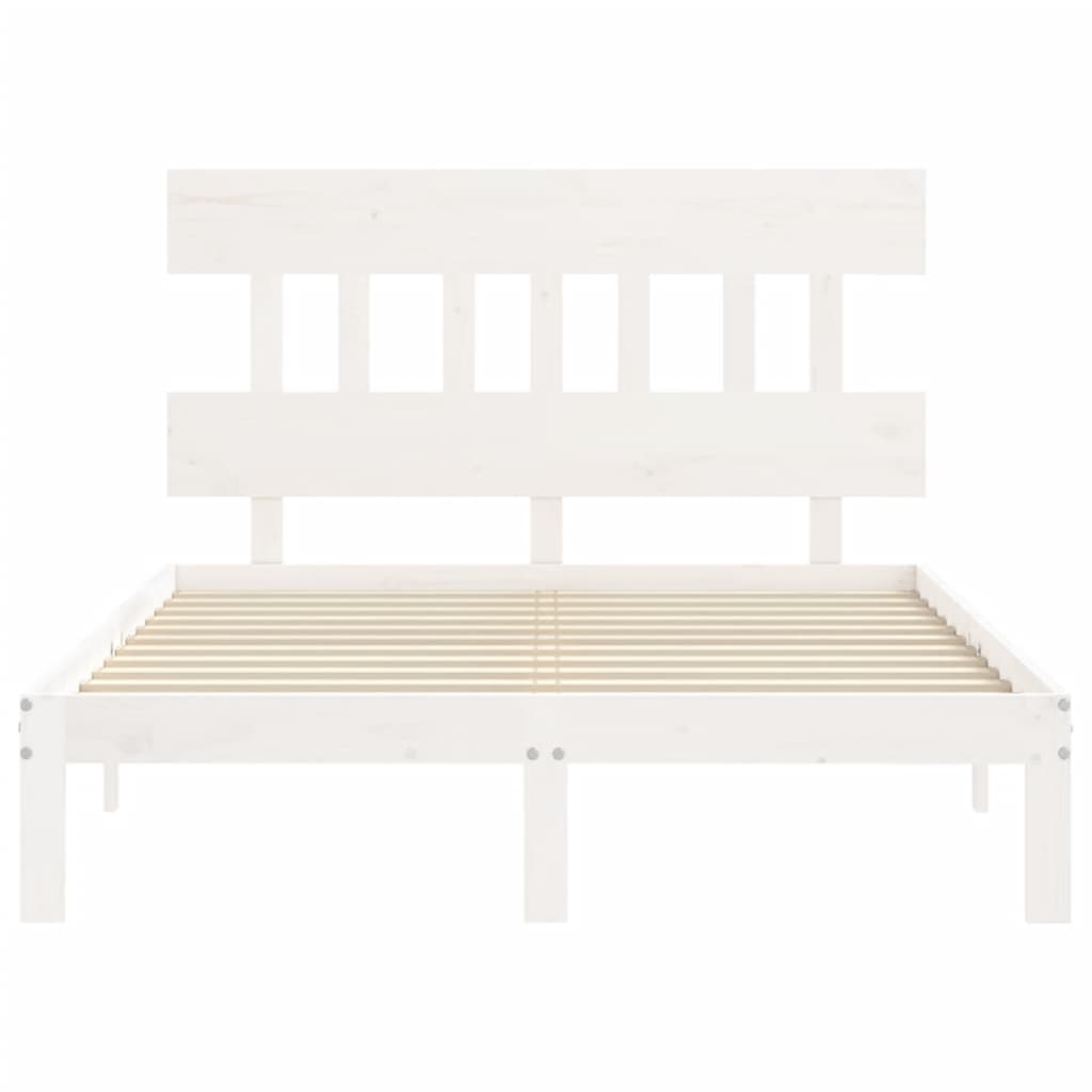 vidaXL Bed Frame without Mattress White Double Solid Wood Pine