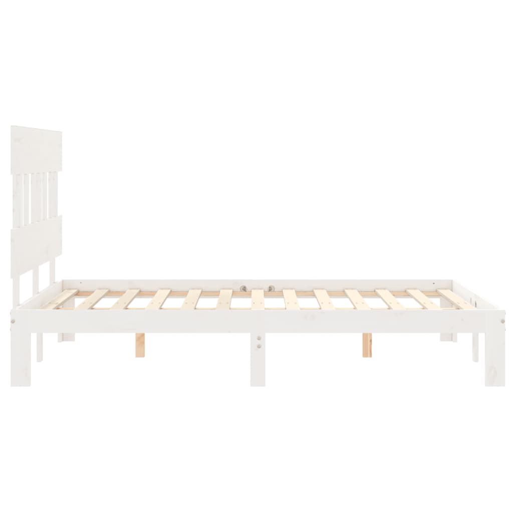 vidaXL Bed Frame without Mattress White Double Solid Wood Pine