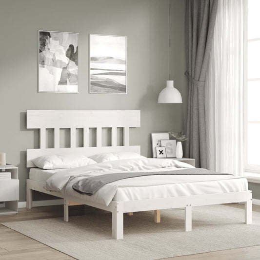 vidaXL Bed Frame without Mattress White 140x190 cm Solid Wood Pine