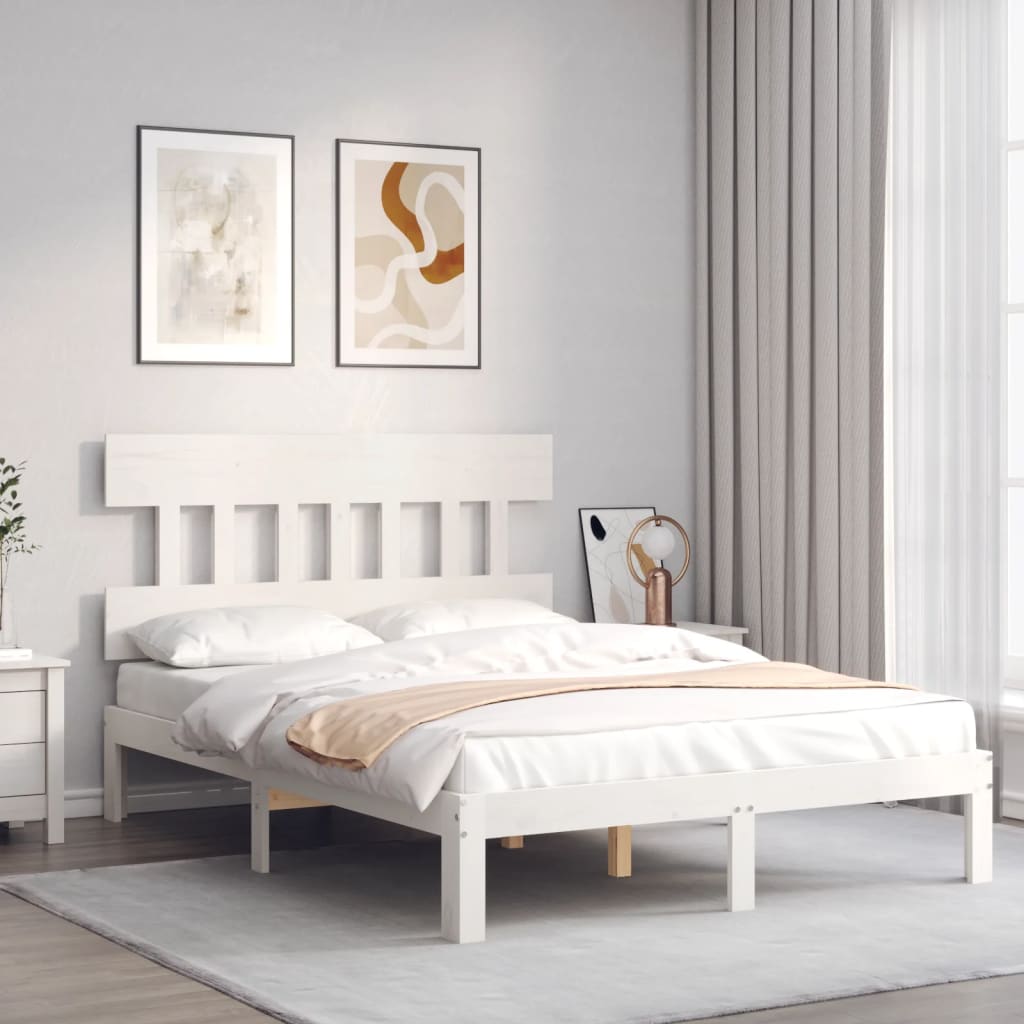 vidaXL Bed Frame without Mattress White 140x200 cm Solid Wood Pine