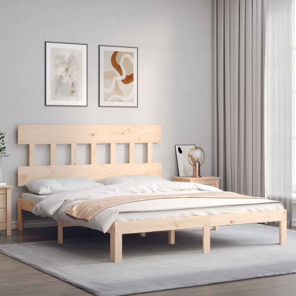 vidaXL Bed Frame without Mattress King Size Solid Wood Pine