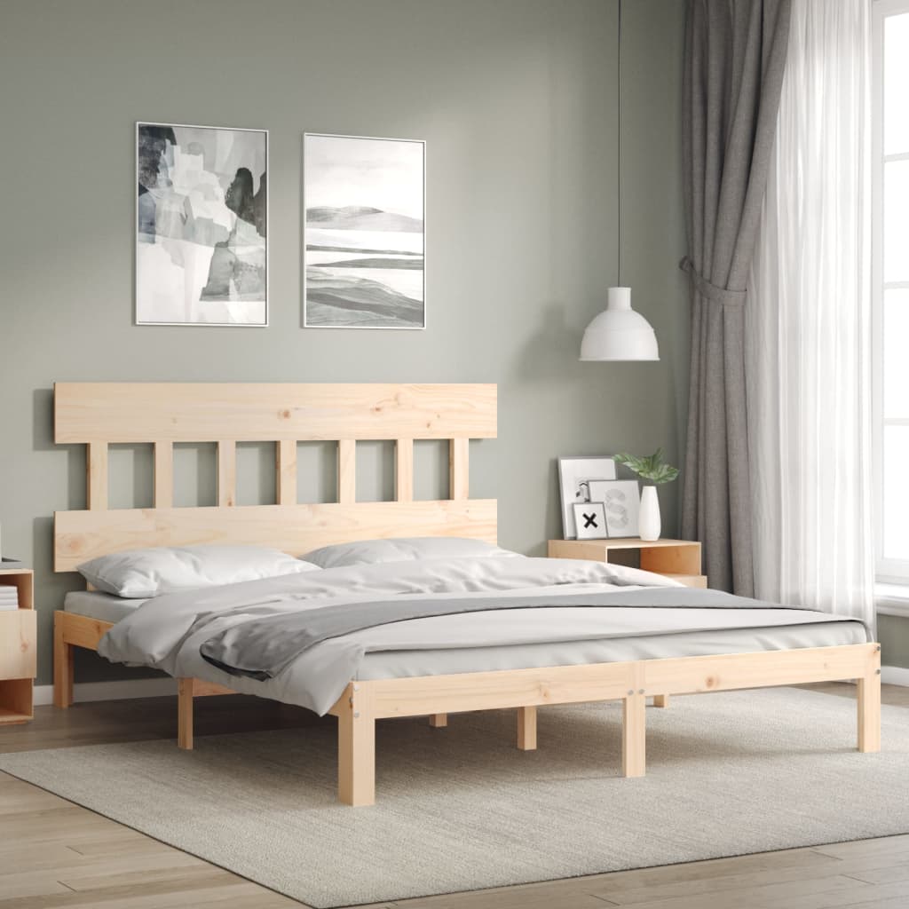 vidaXL Bed Frame without Mattress King Size Solid Wood Pine