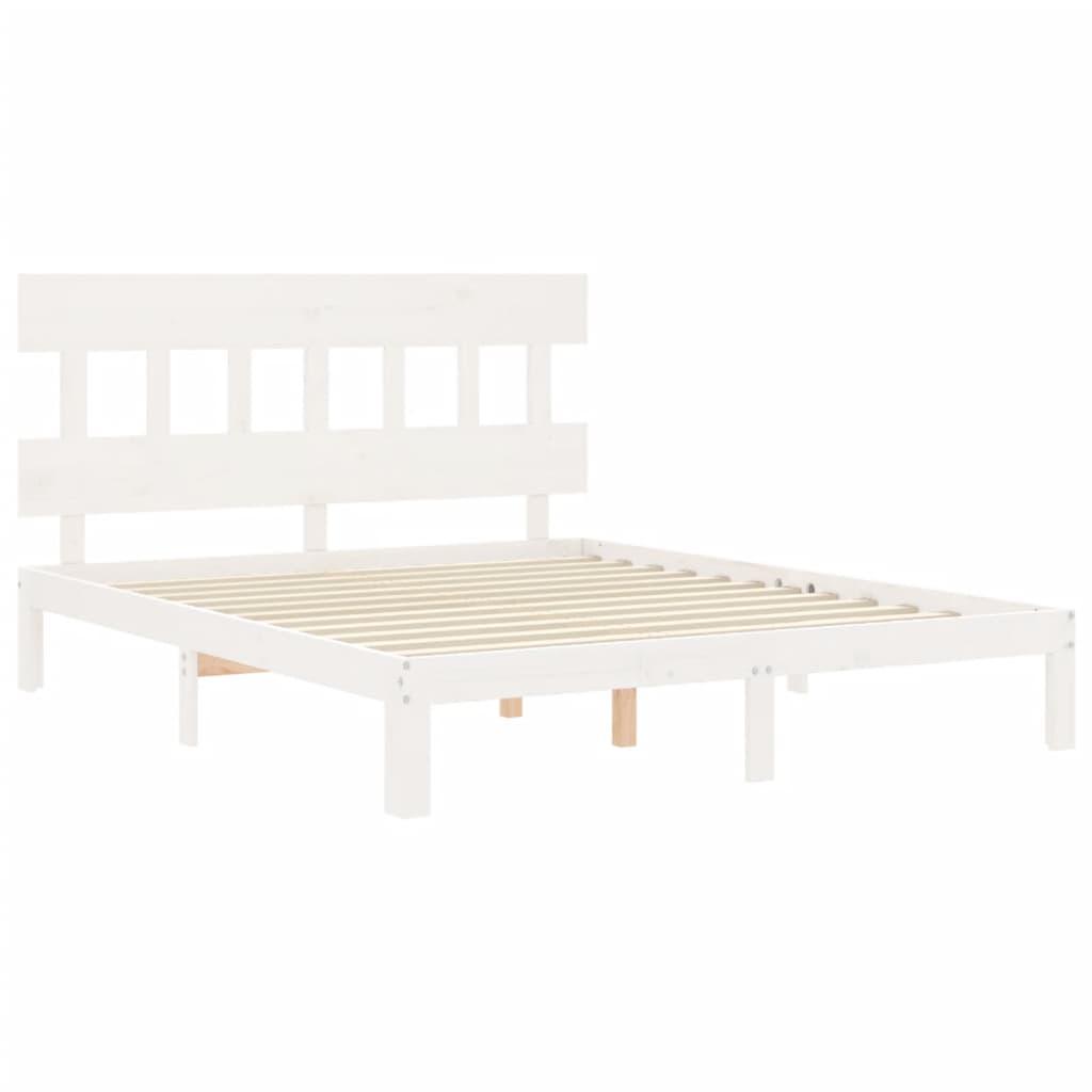 vidaXL Bed Frame without Mattress White King Size Solid Wood Pine