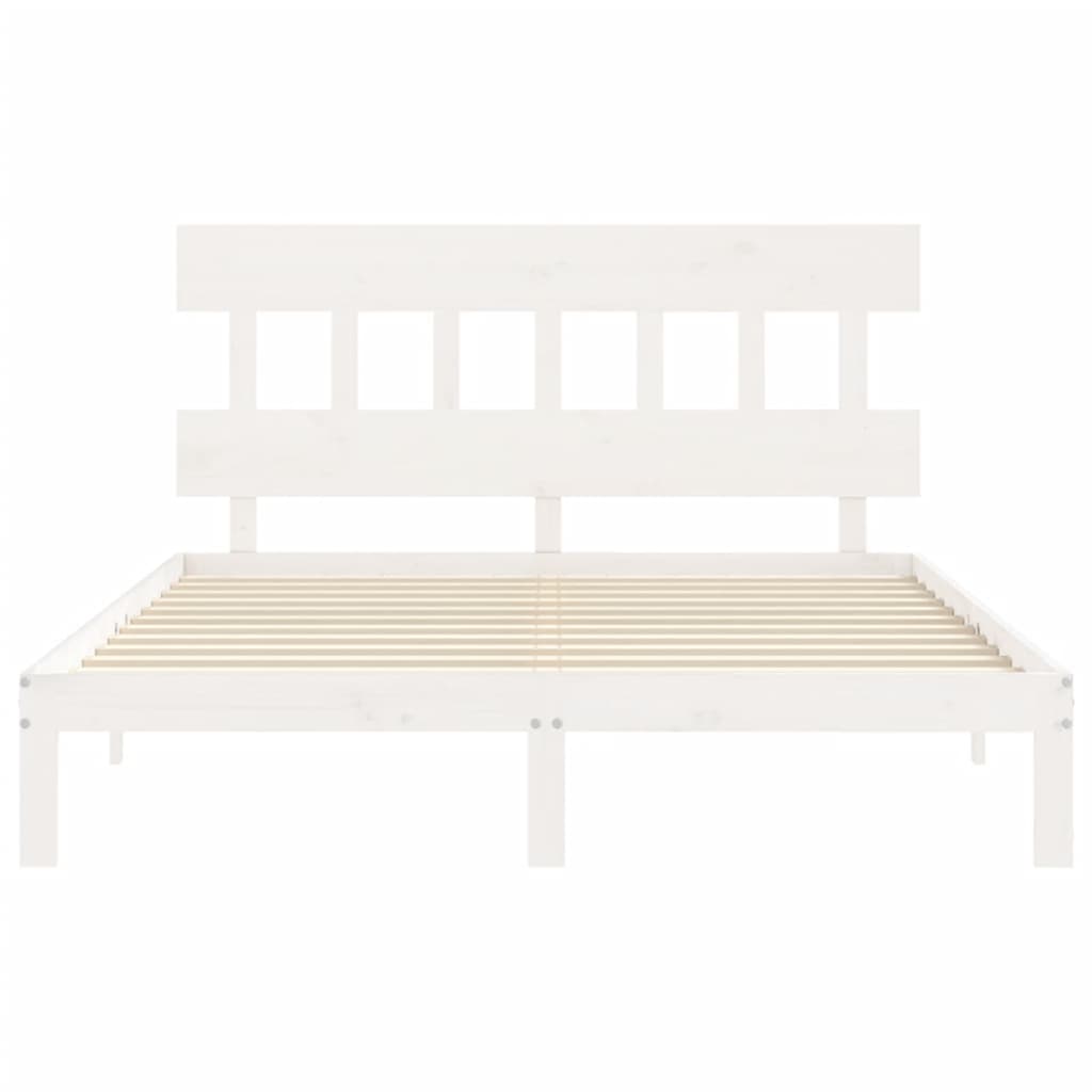 vidaXL Bed Frame without Mattress White King Size Solid Wood Pine