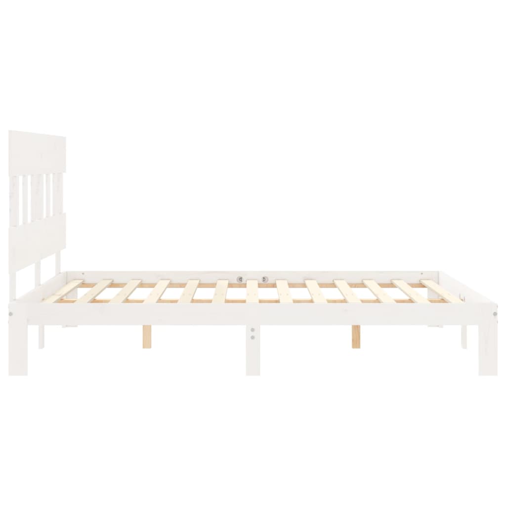 vidaXL Bed Frame without Mattress White King Size Solid Wood Pine