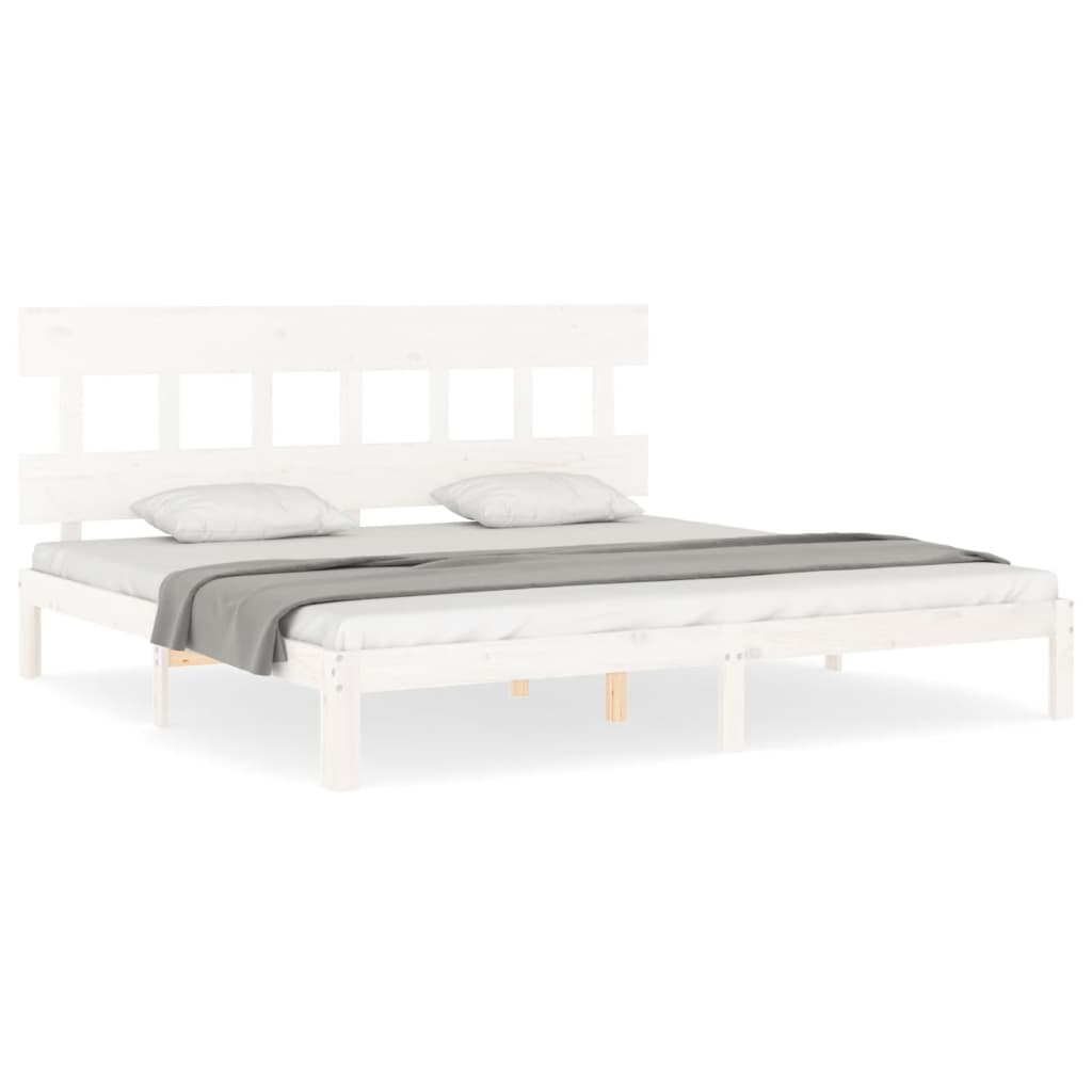 vidaXL Bed Frame with Headboard White 200x200 cm Solid Wood