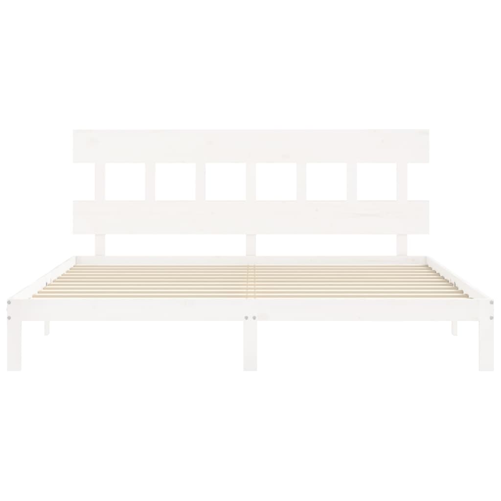 vidaXL Bed Frame with Headboard White 200x200 cm Solid Wood