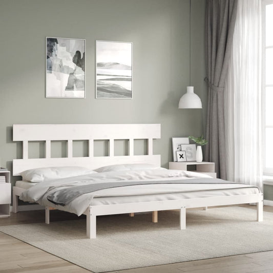 vidaXL Bed Frame with Headboard White 200x200 cm Solid Wood