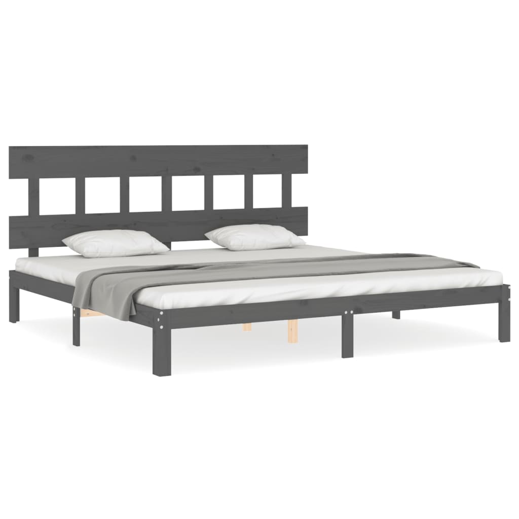 vidaXL Bed Frame without Mattress Grey 200x200 cm Solid Wood Pine