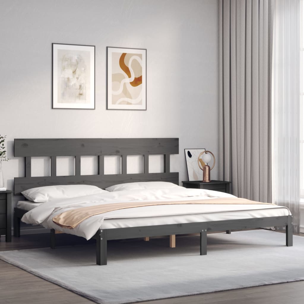 vidaXL Bed Frame without Mattress Grey 200x200 cm Solid Wood Pine