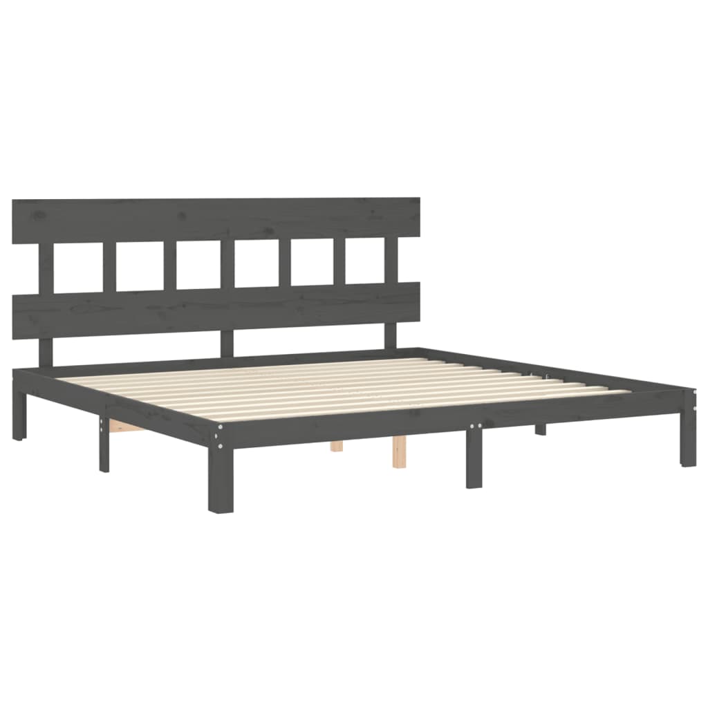 vidaXL Bed Frame without Mattress Grey 200x200 cm Solid Wood Pine