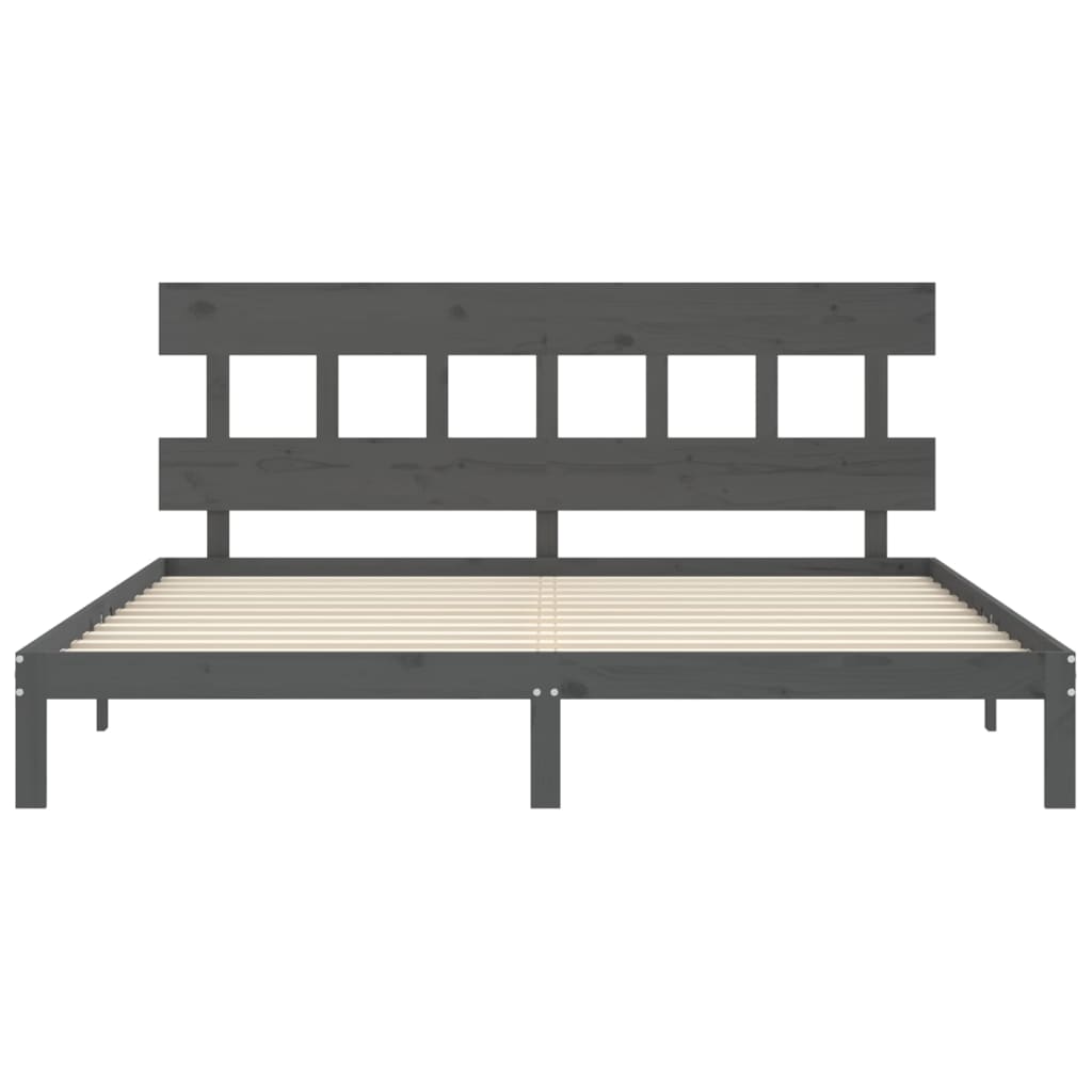 vidaXL Bed Frame without Mattress Grey 200x200 cm Solid Wood Pine