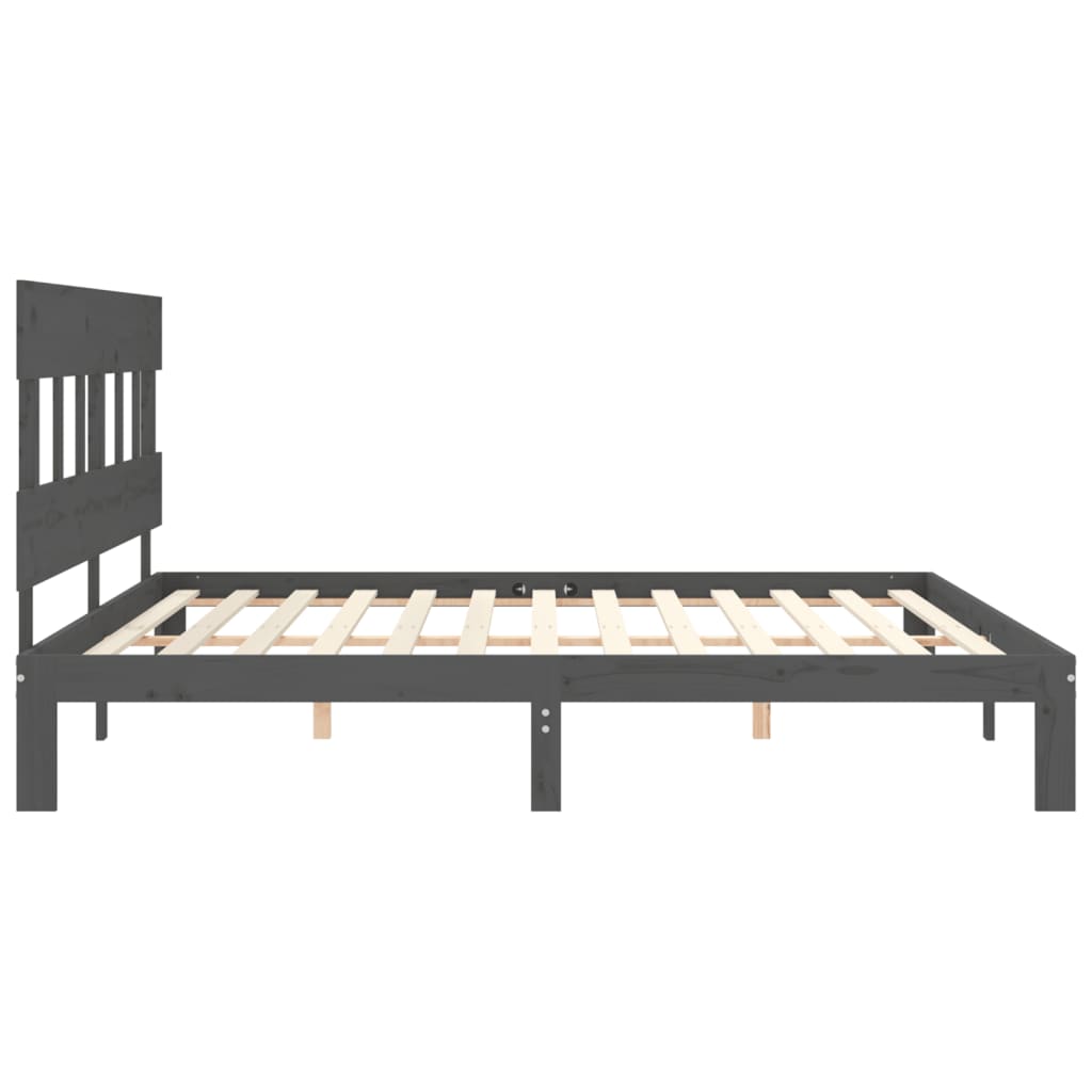 vidaXL Bed Frame without Mattress Grey 200x200 cm Solid Wood Pine