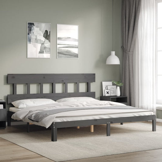 vidaXL Bed Frame without Mattress Grey 200x200 cm Solid Wood Pine