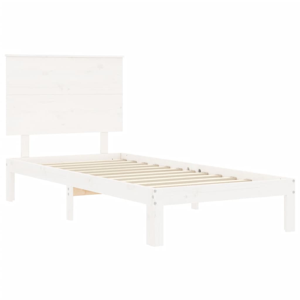 vidaXL Bed Frame without Mattress White Small Single Solid Wood Pine