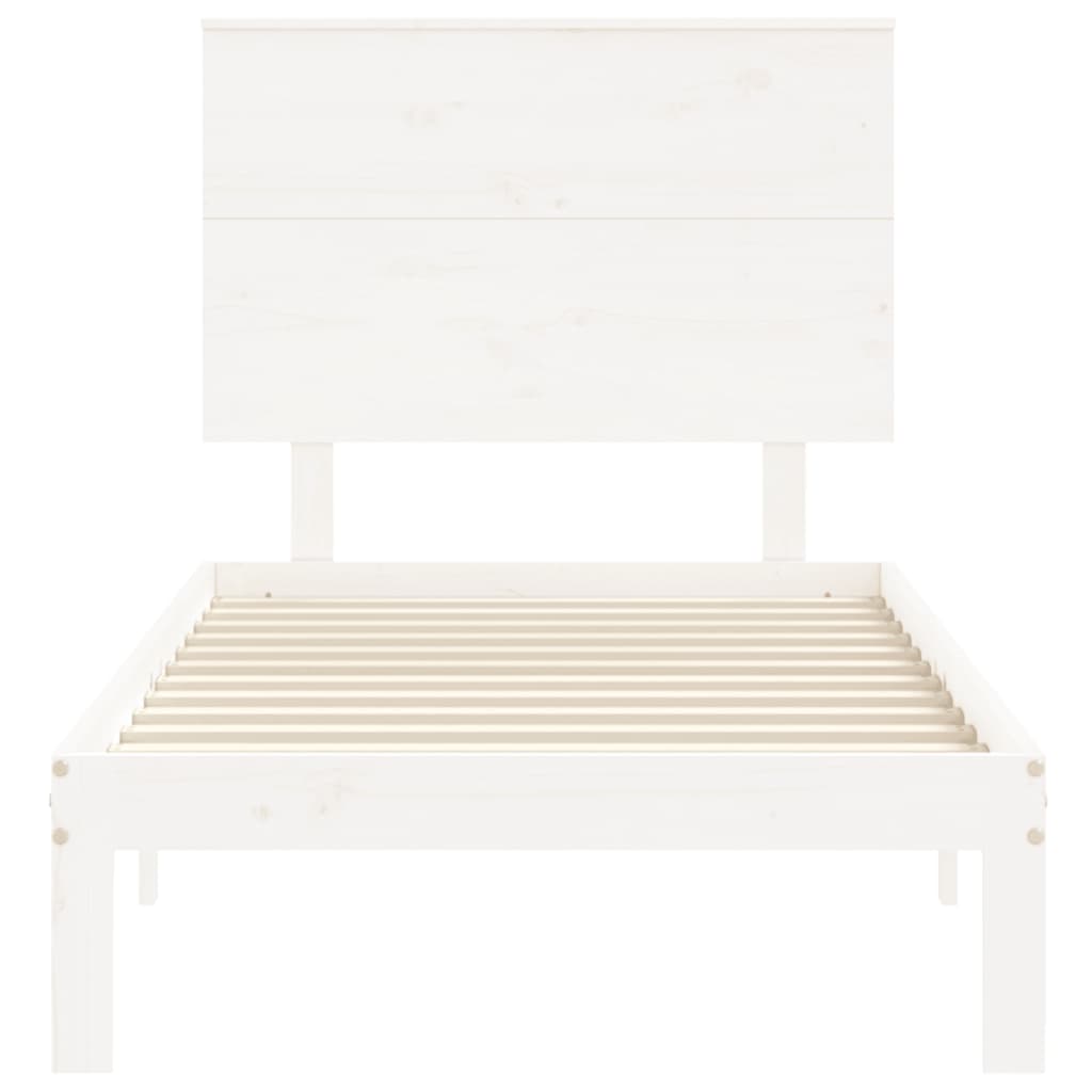 vidaXL Bed Frame without Mattress White Small Single Solid Wood Pine