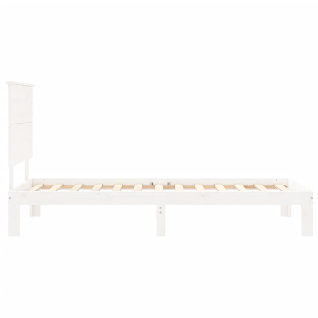 vidaXL Bed Frame without Mattress White Small Single Solid Wood Pine