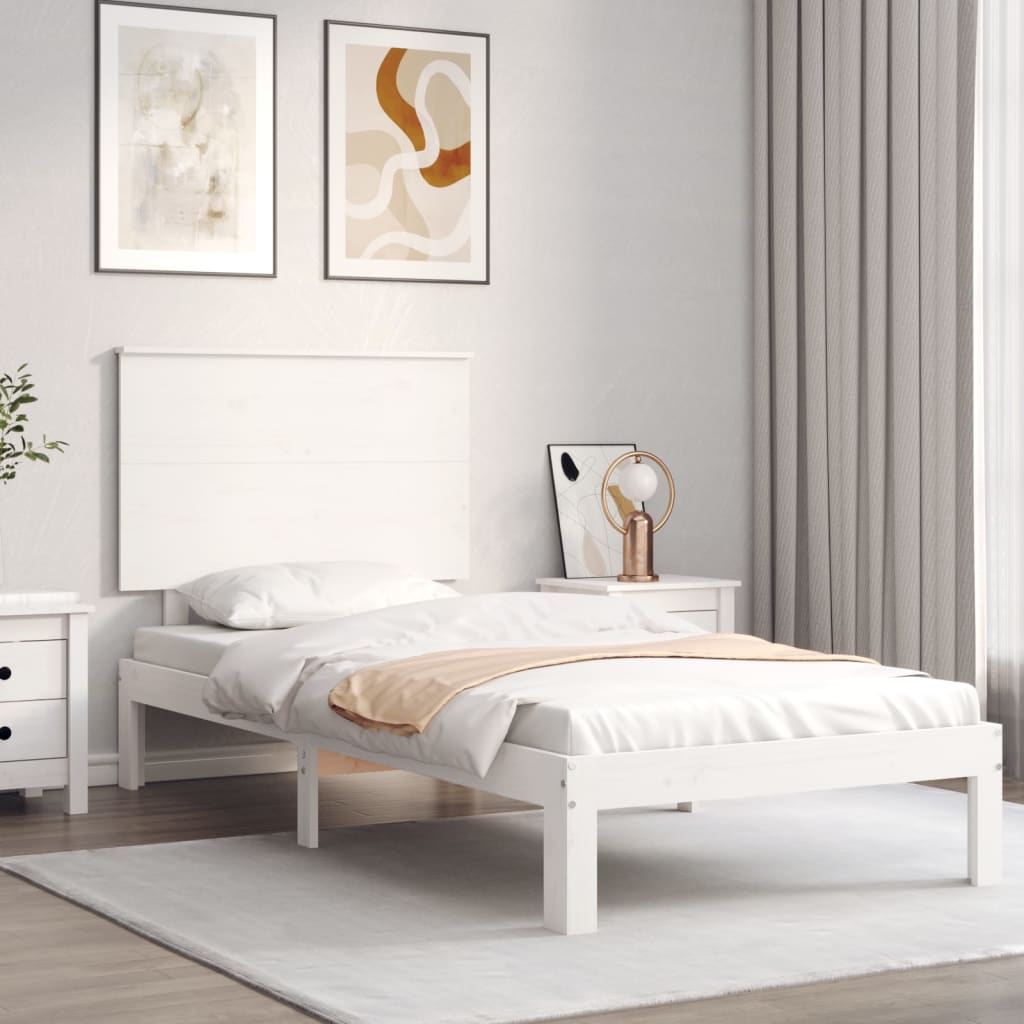 vidaXL Bed Frame without Mattress White Small Single Solid Wood Pine