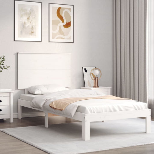 vidaXL Bed Frame without Mattress White Small Single Solid Wood Pine