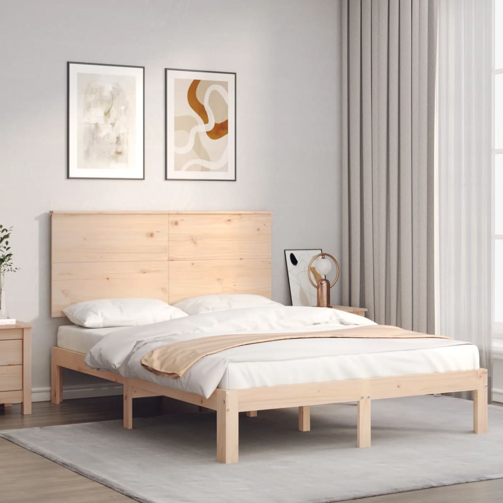 vidaXL Bed Frame without Mattress Small Double Solid Wood Pine