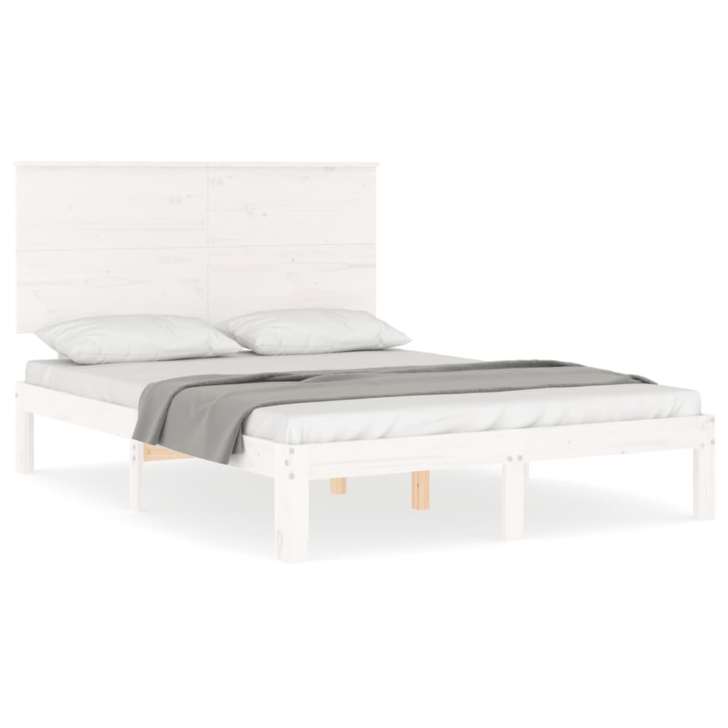 vidaXL Bed Frame without Mattress White Small Double Solid Wood Pine