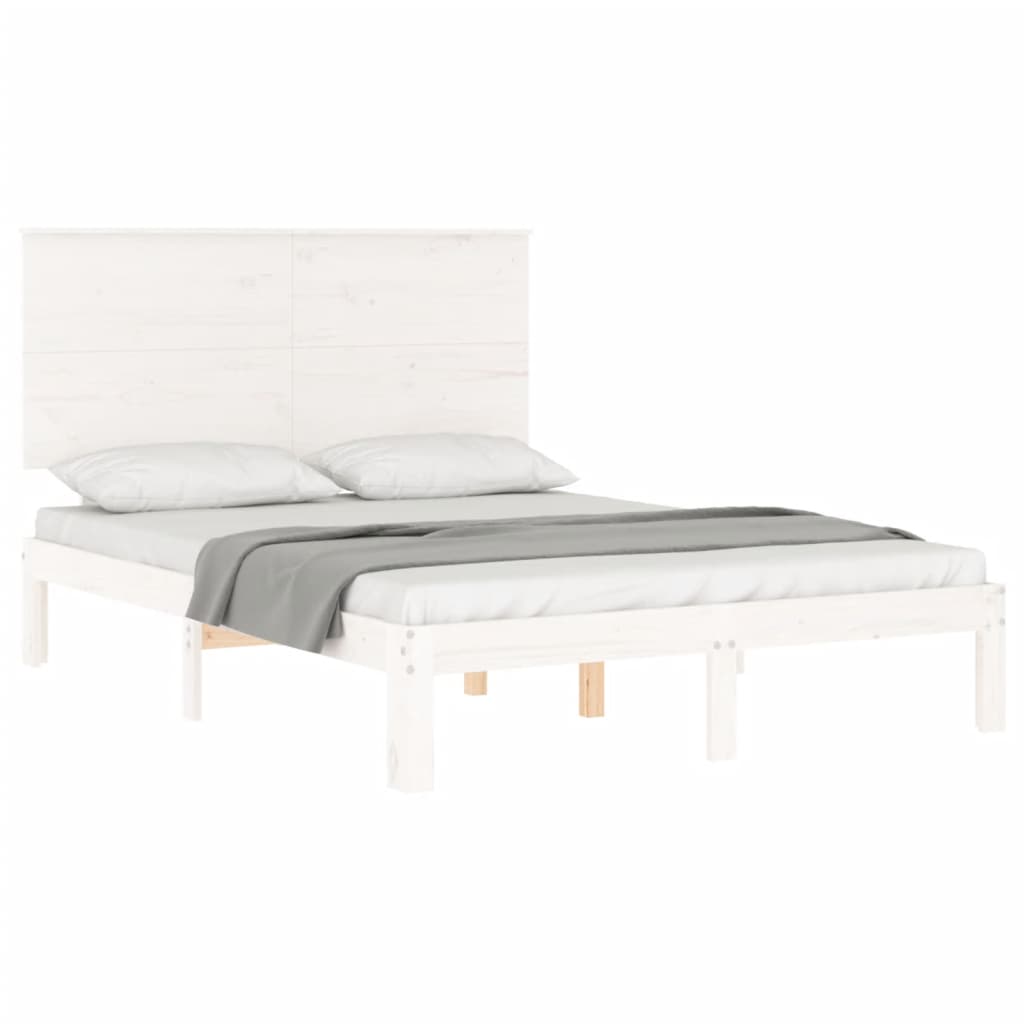 vidaXL Bed Frame without Mattress White Small Double Solid Wood Pine