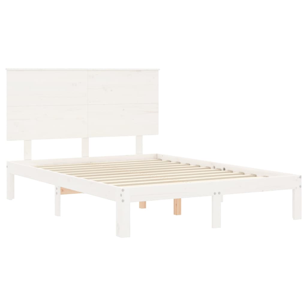 vidaXL Bed Frame without Mattress White Small Double Solid Wood Pine