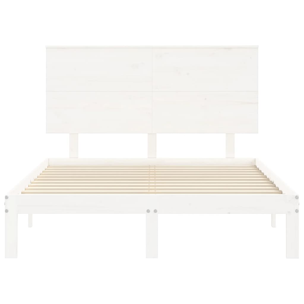 vidaXL Bed Frame without Mattress White Small Double Solid Wood Pine