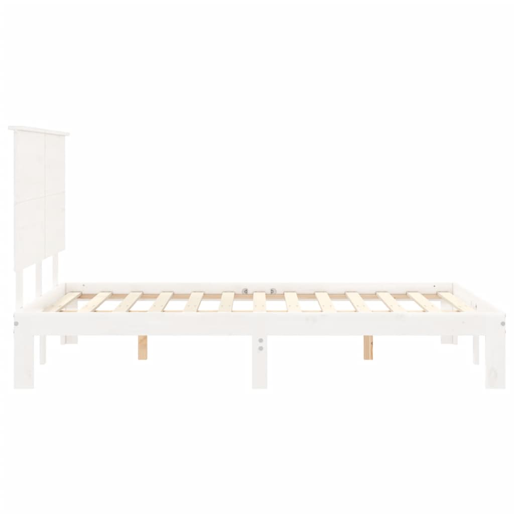 vidaXL Bed Frame without Mattress White Small Double Solid Wood Pine