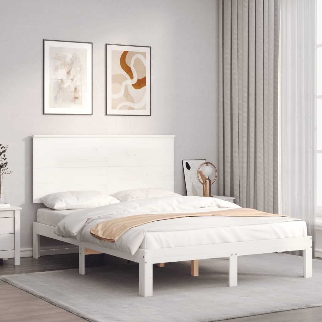 vidaXL Bed Frame without Mattress White Small Double Solid Wood Pine