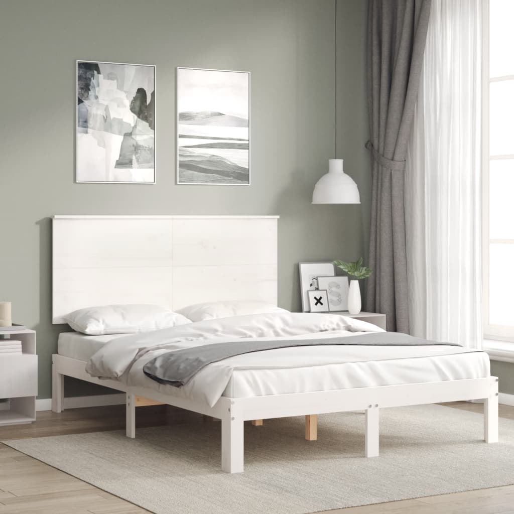 vidaXL Bed Frame without Mattress White 140x190 cm Solid Wood Pine