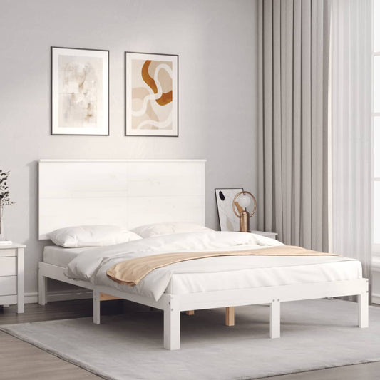 vidaXL Bed Frame without Mattress White 140x190 cm Solid Wood Pine