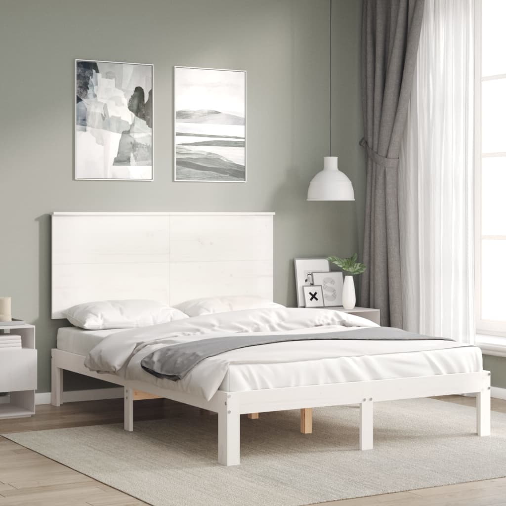 vidaXL Bed Frame without Mattress White 140x200 cm Solid Wood Pine