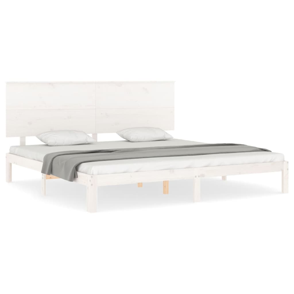 vidaXL Bed Frame without Mattress White Super King Size Solid Wood Pine