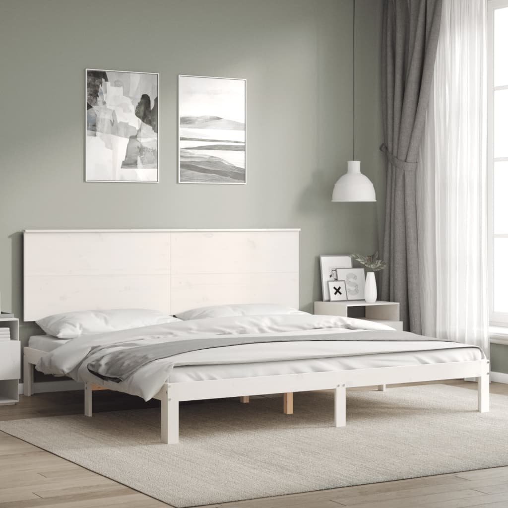 vidaXL Bed Frame without Mattress White Super King Size Solid Wood Pine