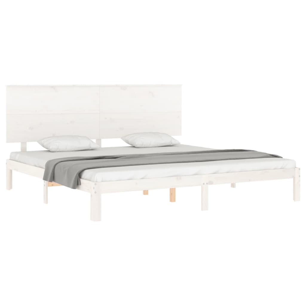 vidaXL Bed Frame without Mattress White Super King Size Solid Wood Pine