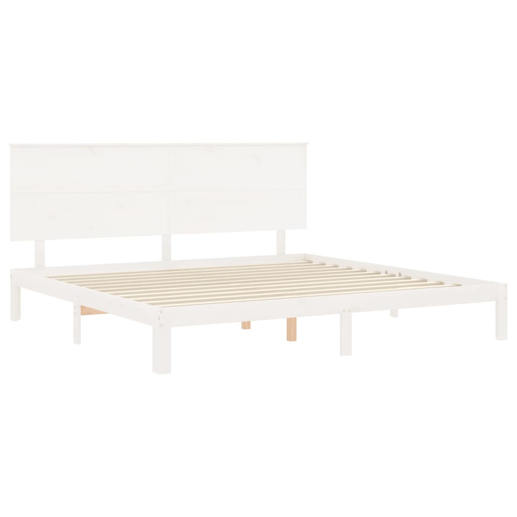 vidaXL Bed Frame without Mattress White Super King Size Solid Wood Pine