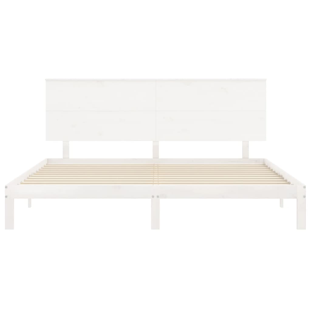 vidaXL Bed Frame without Mattress White Super King Size Solid Wood Pine