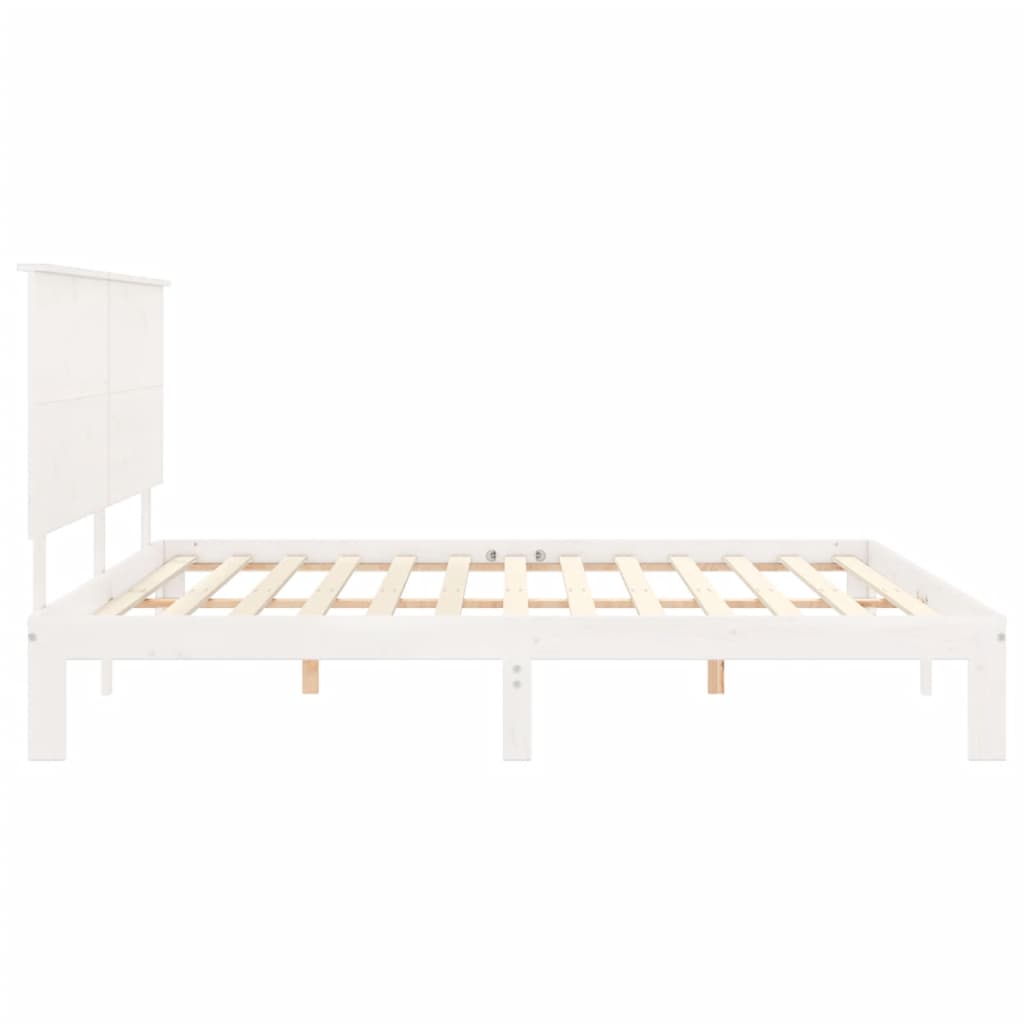 vidaXL Bed Frame without Mattress White Super King Size Solid Wood Pine