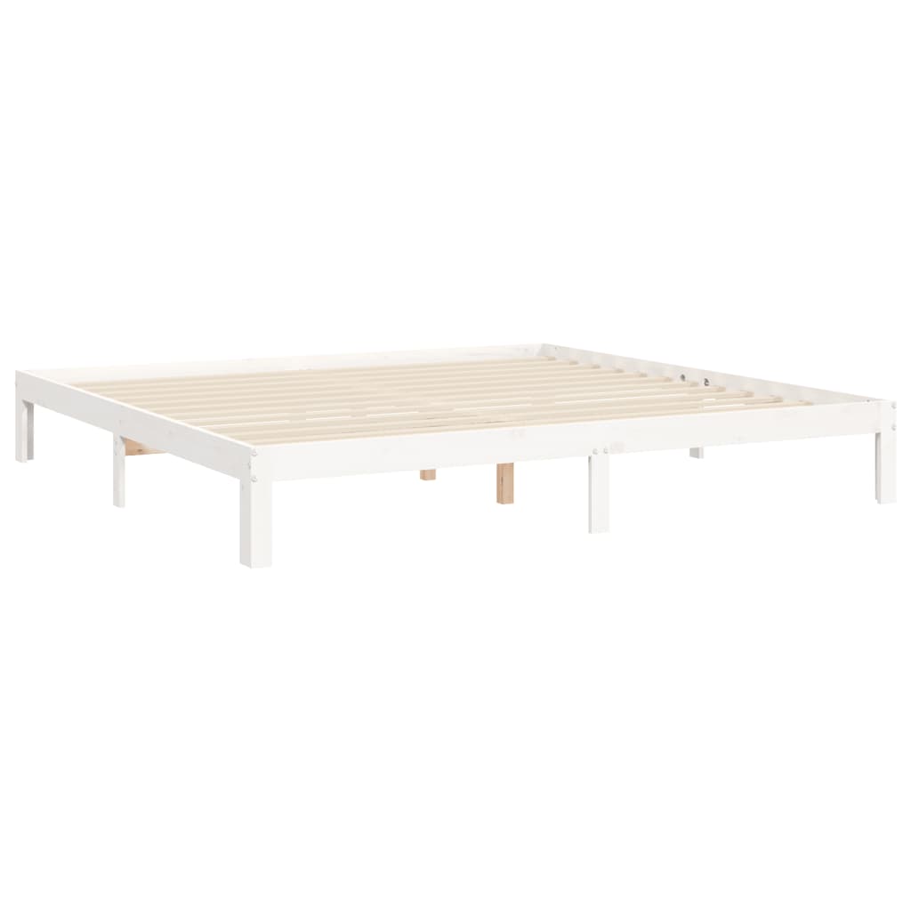 vidaXL Bed Frame without Mattress White Super King Size Solid Wood Pine