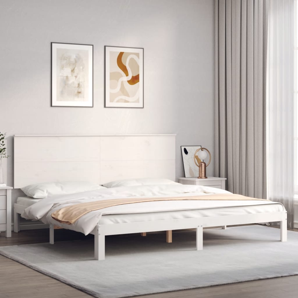 vidaXL Bed Frame without Mattress White Super King Size Solid Wood Pine