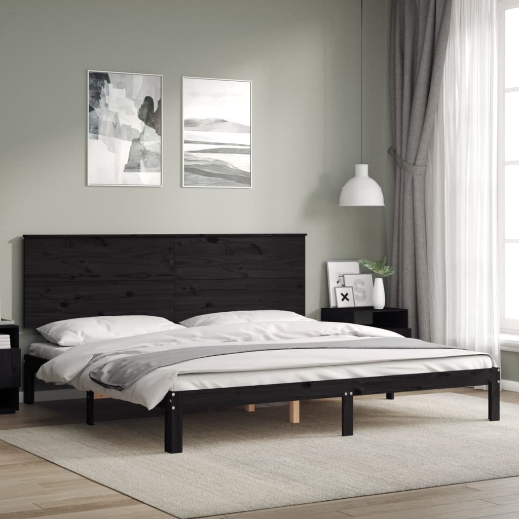 vidaXL Bed Frame without Mattress Black 200x200 cm Solid Wood Pine