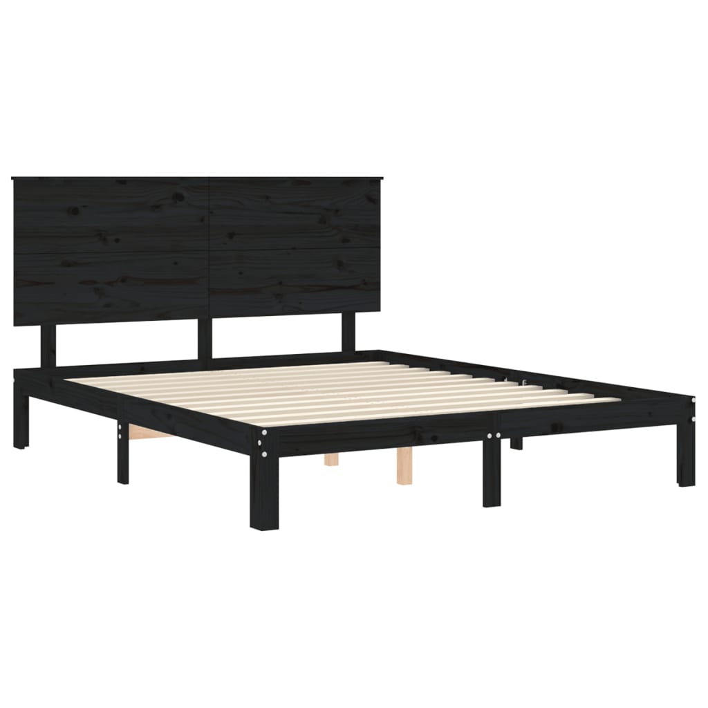 vidaXL Bed Frame without Mattress Black 200x200 cm Solid Wood Pine