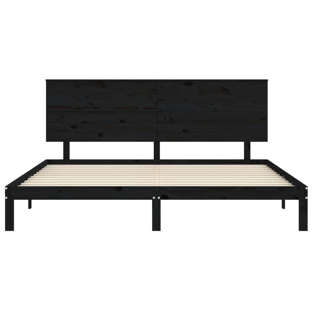 vidaXL Bed Frame without Mattress Black 200x200 cm Solid Wood Pine