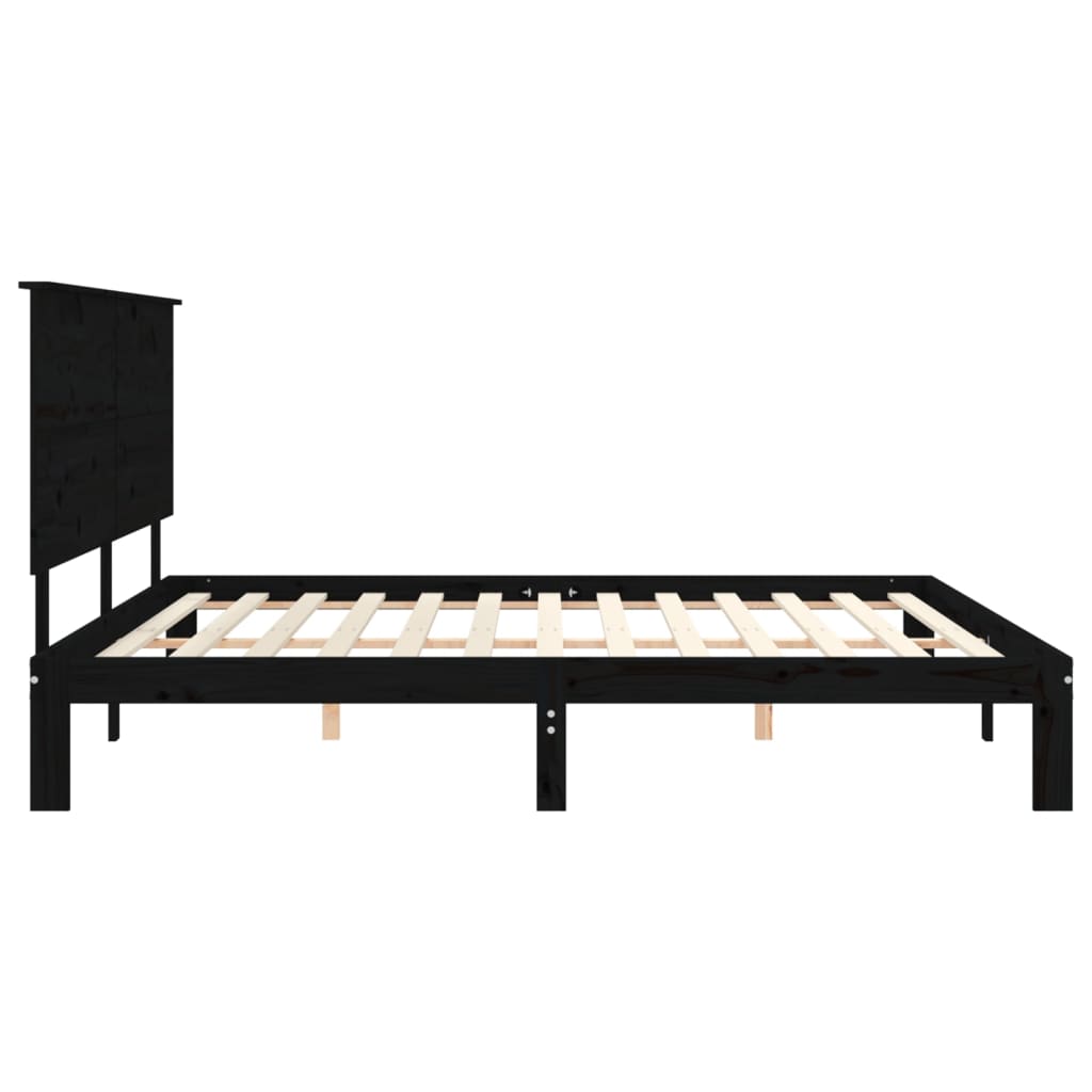 vidaXL Bed Frame without Mattress Black 200x200 cm Solid Wood Pine