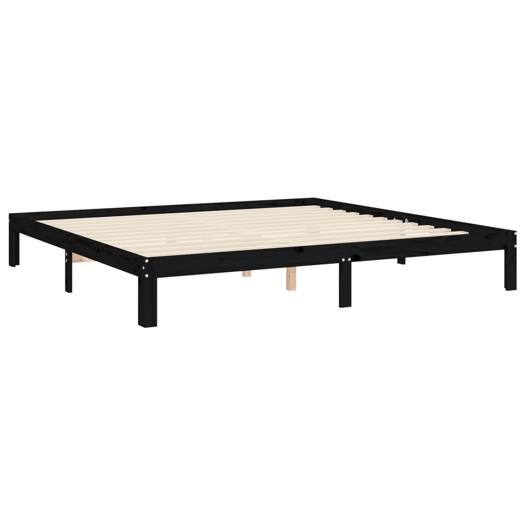 vidaXL Bed Frame without Mattress Black 200x200 cm Solid Wood Pine